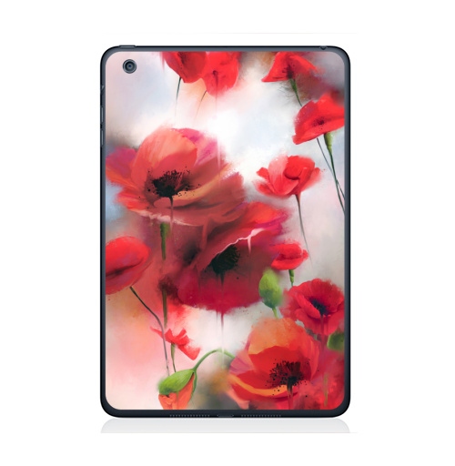 Наклейка на Планшет Apple iPad Mini 4 Маки маки,  купить в Москве – интернет-магазин Allskins, мак, цветы, рисунки, живопись, бутоны, акварель, лес, краски, брызги, графика, мода, дизайнер, природа, красный, интерьер, яркий, пятна