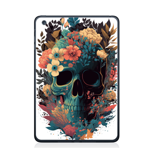 Наклейка на Планшет Apple iPad Mini 4 Цветастый череп,  купить в Москве – интернет-магазин Allskins, сюрреализм, череп, цветы