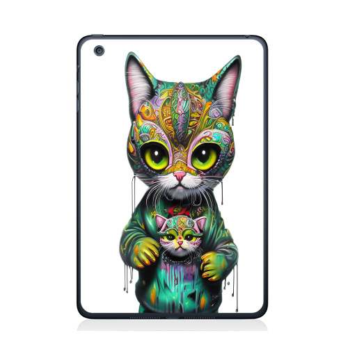 Наклейка на Планшет Apple iPad Mini 4 Милый котенок в стрит арте,  купить в Москве – интернет-магазин Allskins, стритарт, котята, кошка, краски, детские