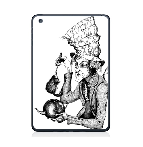 Наклейка на Планшет Apple iPad Mini 4 Сможет ли Соня жить в чайнике?,  купить в Москве – интернет-магазин Allskins, Алиса в стране чудес, графика, шляпа, чай и кофе