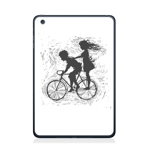 Наклейка на Планшет Apple iPad Mini 4 Летнее, велосипедное,  купить в Москве – интернет-магазин Allskins, черно-белое, парные, детские, для влюбленных, радость, лето, дружба, велосипед, любовь, 8 марта, 300 Лучших работ