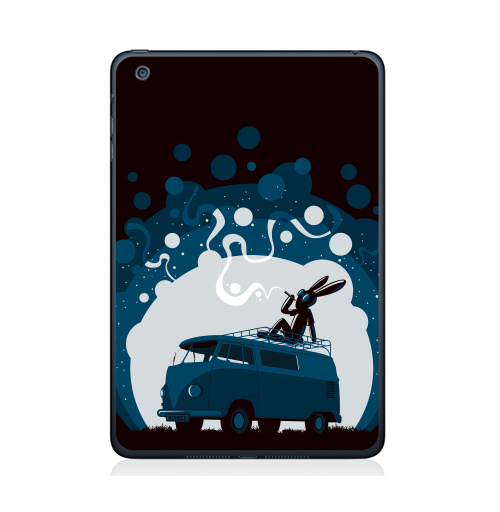 Наклейка на Планшет Apple iPad Mini 4 Night Scene '11,  купить в Москве – интернет-магазин Allskins, 300 Лучших работ, крыша, sfsf, синий, заяц, дым, ночь, Фольксваген, черный