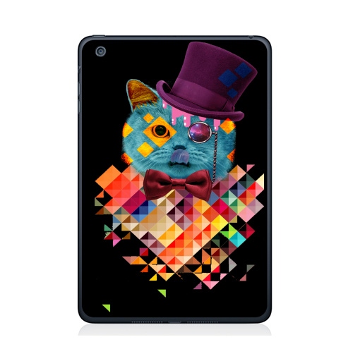 Наклейка на Планшет Apple iPad Mini 4 ПсихоКэт,  купить в Москве – интернет-магазин Allskins, космокот, оранжевый, абстракция, космос, кошка, паттерн, хипстер, ромбы, голубой