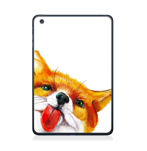 Наклейка на Планшет Apple iPad Mini 4 Лисёнок  АКВАРЕЛЬКА,  купить в Москве – интернет-магазин Allskins, милые животные, 300 Лучших работ, животные, лиса, позитив