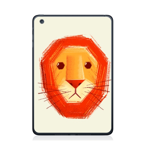 Наклейка на Планшет Apple iPad Mini 4 Грустный лев,  купить в Москве – интернет-магазин Allskins, милые животные, детские, животные, любовь, желтый, лето, оранжевый, печаль, король, грустные, печальный
