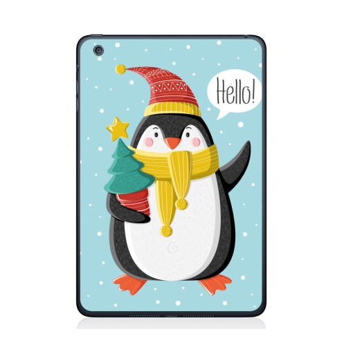 Наклейка на Планшет Apple iPad Mini 4 Пингвин с ёлкой,  купить в Москве – интернет-магазин Allskins, шапка, снег, новый год, пингвин, детские