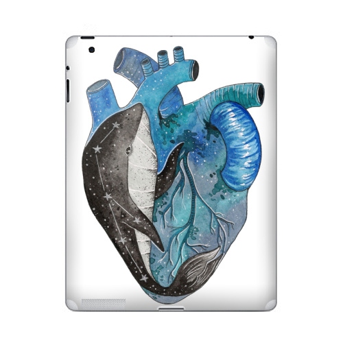 Наклейка на Планшет Apple iPad 4 Retina Космический кит,  купить в Москве – интернет-магазин Allskins, акварель, киты, сердце, космос, созвездие