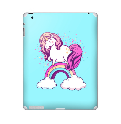 Наклейка на Планшет Apple iPad 4 Retina Единорог на радуге ,  купить в Москве – интернет-магазин Allskins, милые животные, единорог, радуга, конфетти, салют, магия, мило, лошадь, животные, детские