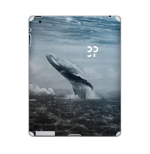 Наклейка на Планшет Apple iPad 4 Retina Кит в мегаполисе,  купить в Москве – интернет-магазин Allskins, мегаполис, киты, эвентумпремо, футуризм, будущее