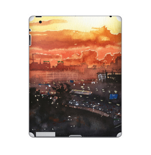Наклейка на Планшет Apple iPad 4 Retina Московский закат,  купить в Москве – интернет-магазин Allskins, Москва, lights, город, big, большой, небо, закакт