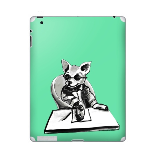 Наклейка на Планшет Apple iPad 4 Retina Маленький босс,  купить в Москве – интернет-магазин Allskins, cool, dog, персонажи, черно-белое, собаки, шеф, директор