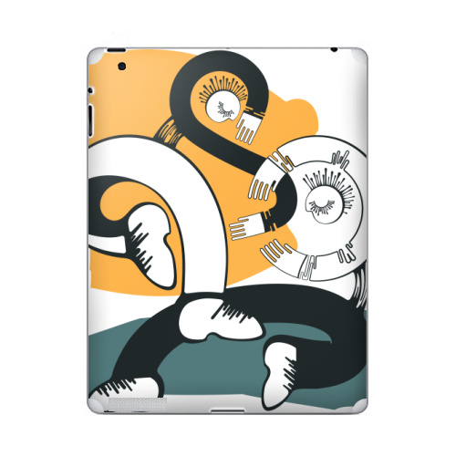 Наклейка на Планшет Apple iPad 4 Retina Брейкданс,  купить в Москве – интернет-магазин Allskins, сюрреализм, персонажи, танцы, абстракция, черно-белое, брейк, панк