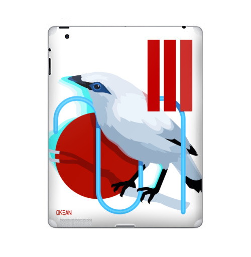 Наклейка на Планшет Apple iPad 4 Retina Балийский скворец,  купить в Москве – интернет-магазин Allskins, птицы, геометрия, красный, неон, необычный, белая, природа, абстракция, скворец