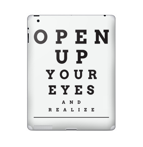 Наклейка на Планшет Apple iPad 4 Retina Открой глаза и осознай,  купить в Москве – интернет-магазин Allskins, глв, глаз, откройрот, открой, типографика, осознай, пойми, прикол