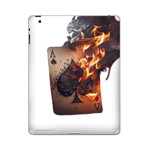 Наклейка на Планшет Apple iPad 4 Retina Кинематографический снимок горящей игральной карты,  купить в Москве – интернет-магазин Allskins, карты, читатель, пика, туз, горящая