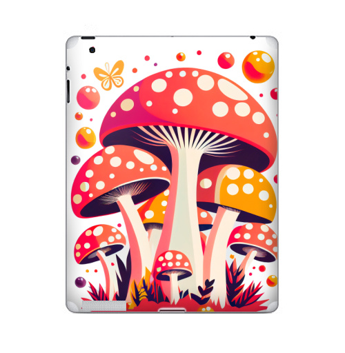 Наклейка на Планшет Apple iPad 4 Retina Красные мухоморы,  купить в Москве – интернет-магазин Allskins, грибы, мухоморы, красный, красочный