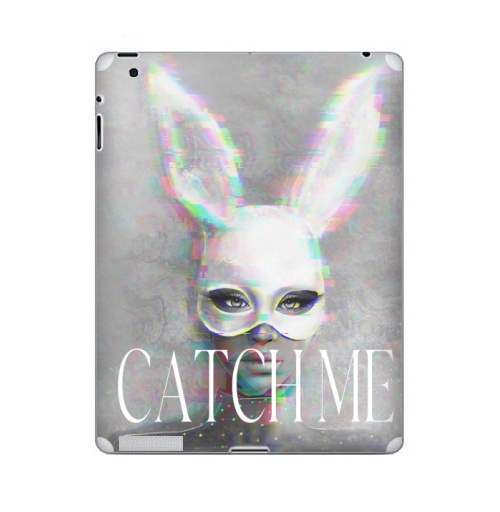 Наклейка на Планшет Apple iPad 4 Retina Поймай меня,  купить в Москве – интернет-магазин Allskins, поп-арт, девушка, маска, заяц, кролики, модная, стильная, женственно, мода, красота, молодёжное, сексуально, белый, серый, вечеринка, образ, бирюзовый, розовый