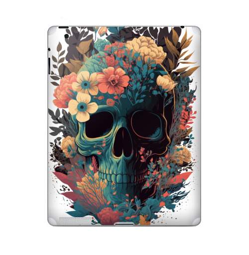Наклейка на Планшет Apple iPad 4 Retina Цветастый череп,  купить в Москве – интернет-магазин Allskins, сюрреализм, череп, цветы