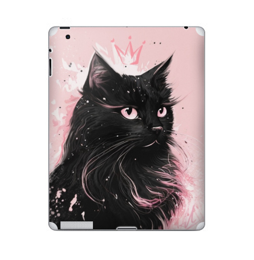 Наклейка на Планшет Apple iPad 4 Retina Властительница мурлыканья,  купить в Москве – интернет-магазин Allskins, сарказм, кошка, корона, королева, черный, кота, пушистая, розовый