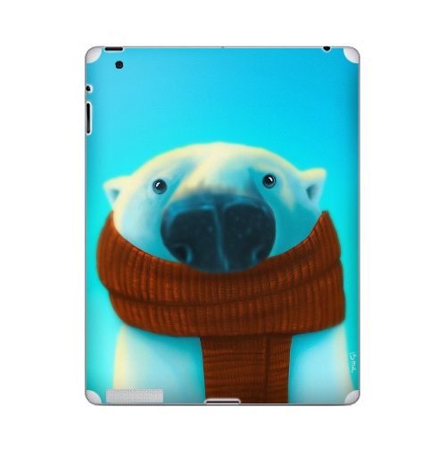 Наклейка на Планшет Apple iPad 4 Retina Михаил Белошубов,  купить в Москве – интернет-магазин Allskins, крутые животные, зима, медведь, шарф, детские, 300 Лучших работ, милые животные