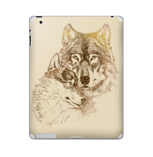 Наклейка на Планшет Apple iPad 4 Retina Супруги,  купить в Москве – интернет-магазин Allskins, крутые животные, для_влюбленных, супруги, пара, собаки, глаз, волк, любовь