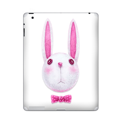 Наклейка на Планшет Apple iPad 4 Retina Зая с бабочкой,  купить в Москве – интернет-магазин Allskins, гики, заяц, бабочки, розовый, хипстер, пуговицы