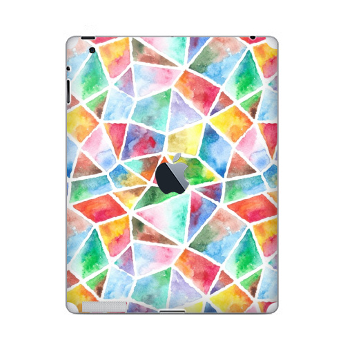 Наклейка на Планшет Apple iPad 4 Retina c яблоком Акварельная мозаика,  купить в Москве – интернет-магазин Allskins, акварель, мозаика, живопись, яркий, кусочки, текстура