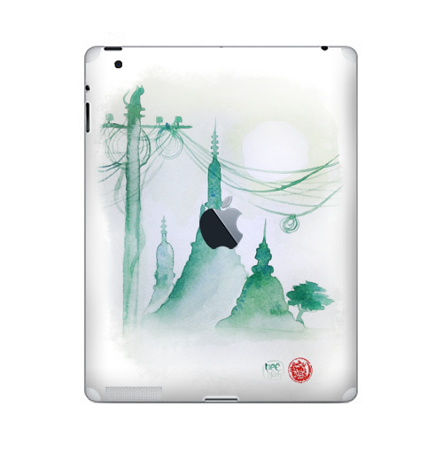 Наклейка на Планшет Apple iPad 4 Retina c яблоком Котик в Азии,  купить в Москве – интернет-магазин Allskins, азия, кошка, бангкок, таиланд, путешествия, зеленый