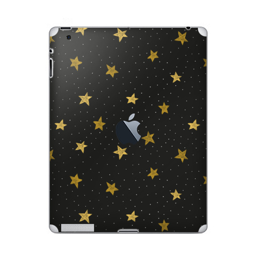 Наклейка на Планшет Apple iPad 4 Retina c яблоком Звездная пыль,  купить в Москве – интернет-магазин Allskins, полностьючерный, ЗОЛОТОЙ, астрология, небо, точки, паттерн, звезда
