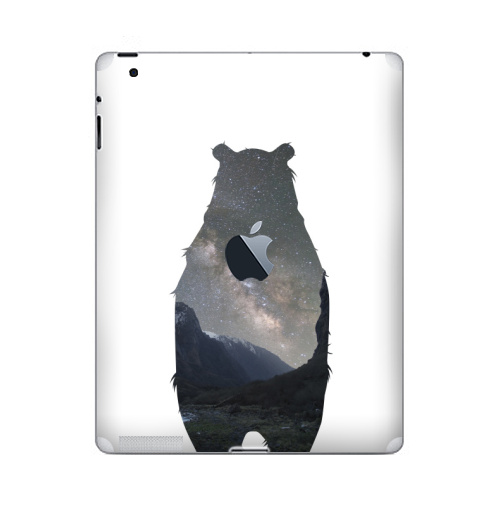 Наклейка на Планшет Apple iPad 4 Retina c яблоком Космический медведь,  купить в Москве – интернет-магазин Allskins, крутые животные, нежно, космос, мило, медведь, детские, пейзаж, настроение, милые животные