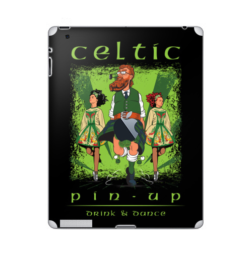 Наклейка на Планшет Apple iPad 4 Retina c яблоком Кельтский пинап,  купить в Москве – интернет-магазин Allskins, сарказм, персонажи, девушка, алкоголь, пикник, танцы, Ирландия, кельт