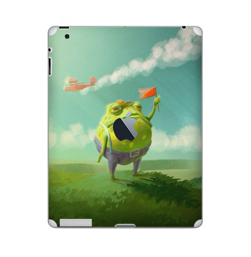 Наклейка на Планшет Apple iPad 4 Retina c яблоком Мистер Жаба,  купить в Москве – интернет-магазин Allskins, милые животные, небо, цвет, детские, лягушка