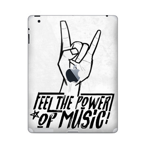 Наклейка на Планшет Apple iPad 4 Retina c яблоком Feel the power of music,  купить в Москве – интернет-магазин Allskins, музыка, rock, панк, Англия