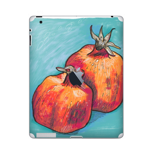 Наклейка на Планшет Apple iPad 4 Retina c яблоком Два граната,  купить в Москве – интернет-магазин Allskins, поп-арт, фрукты, гранат, скетч, яркий, контраст, красный, цифровая, графика, иллюстация, квадрат, диджитал, экспрессия, цвет