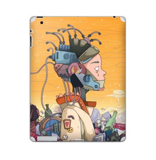 Наклейка на Планшет Apple iPad 4 Retina c яблоком Киберпанковый взрыв,  купить в Москве – интернет-магазин Allskins, цинизм, робот, девушка, природа, киберпанк, свалка, чувства, провод, металл, мусор, слезы, небо, манга