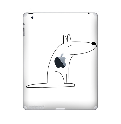 Наклейка на Планшет Apple iPad 4 Retina c яблоком Собака сидит,  купить в Москве – интернет-магазин Allskins, собакаулыбака, собаки, волк, линейное, графика, белаясобака, животное, Смотрящий, природа, лаконичное, персонажи, детские, мужские, ветеринар