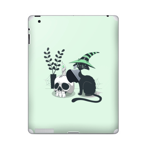Наклейка на Планшет Apple iPad 4 Retina c яблоком Черная чародейка,  купить в Москве – интернет-магазин Allskins, классика, кошка, черныйкот, чародейка, магия