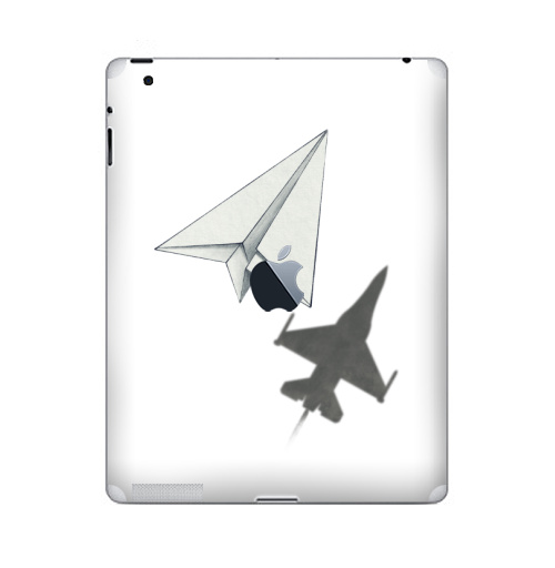 Наклейка на Планшет Apple iPad 4 Retina c яблоком Тень самолета,  купить в Москве – интернет-магазин Allskins, военные, дизайнер, идея, техника, небо, бумага, концепт, скорость, мечта, полёт, бумажный, набросок, карандаш, иллюстрации, тень, самолет