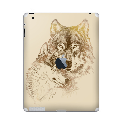 Наклейка на Планшет Apple iPad 4 Retina c яблоком Супруги,  купить в Москве – интернет-магазин Allskins, крутые животные, для_влюбленных, супруги, пара, собаки, глаз, волк, любовь