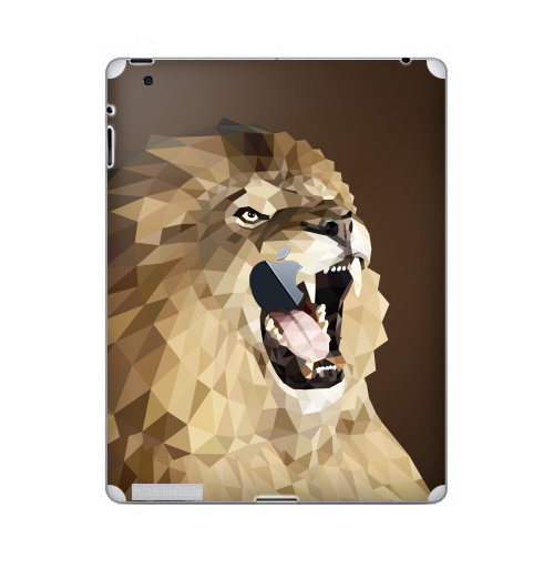 Наклейка на Планшет Apple iPad 4 Retina c яблоком Лев с треугольником,  купить в Москве – интернет-магазин Allskins, милые животные, 300 Лучших работ, оригами, геометрия, лев, треугольник, монстры, коричневый