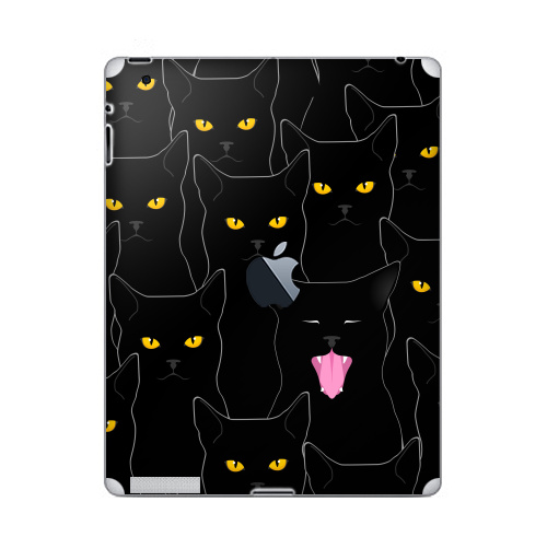 Наклейка на Планшет Apple iPad 4 Retina c яблоком Котики detected,  купить в Москве – интернет-магазин Allskins, кошка, глаз, графика, улыбка, животные, 300 Лучших работ