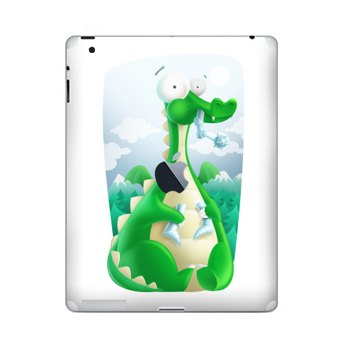 Наклейка на Планшет Apple iPad 4 Retina c яблоком Какой рыцарь?,  купить в Москве – интернет-магазин Allskins, женские, для_влюбленных, сказки, рыцарь, дракон, графика, жизнь, любовь, животные, динозавры