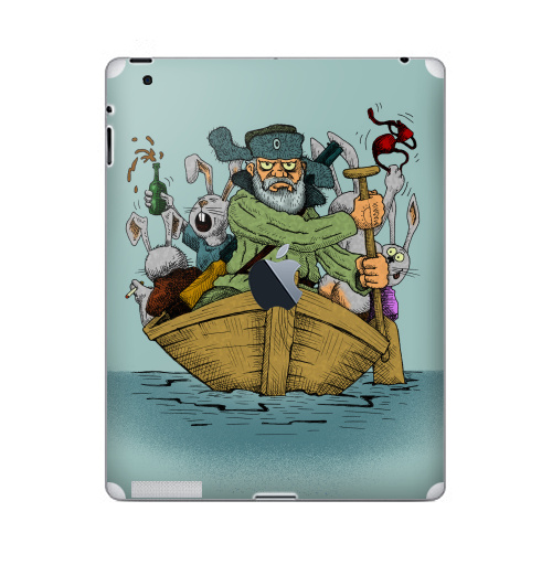 Наклейка на Планшет Apple iPad 4 Retina c яблоком Дед Мазай,  купить в Москве – интернет-магазин Allskins, прикол, детские, легенда, весна, животные, заяц