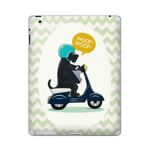 Наклейка на Планшет Apple iPad 4 Retina c яблоком Скотч терьер на мопеде,  купить в Москве – интернет-магазин Allskins, милые животные, скотч, терьер, собаки, персонажи, мотоцикл, мопед, мило, животные