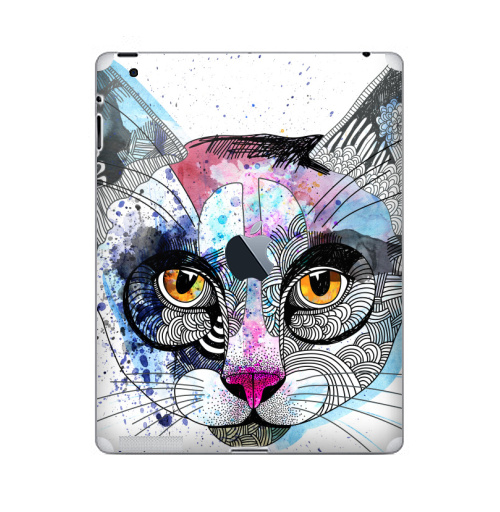 Наклейка на Планшет Apple iPad 4 Retina c яблоком Кошка графика,  купить в Москве – интернет-магазин Allskins, милые животные, акварель, персонажи, графика, животные, кошка