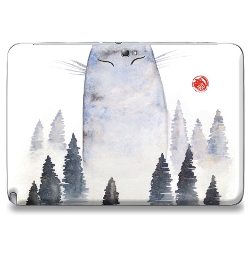 Наклейка на Планшет Samsung Galaxy Note 10.1 (N8000) Кот туманный,  купить в Москве – интернет-магазин Allskins, акварель, туман, лес, кошка