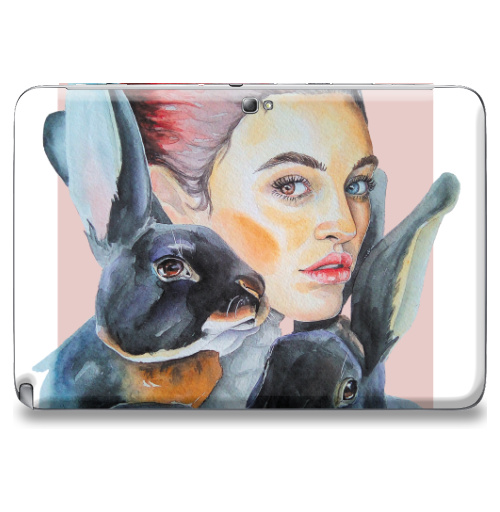 Наклейка на Планшет Samsung Galaxy Note 10.1 (N8000) Тотем кролики,  купить в Москве – интернет-магазин Allskins, девушка, акварель, глаз, Тотемы, кролики, розовый, хитрый, животные
