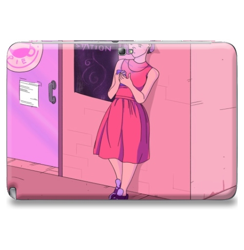Наклейка на Планшет Samsung Galaxy Note 10.1 (N8000) Розовый вечер,  купить в Москве – интернет-магазин Allskins, розовый, кафе, девушка, улица, искусство, молота, вечер
