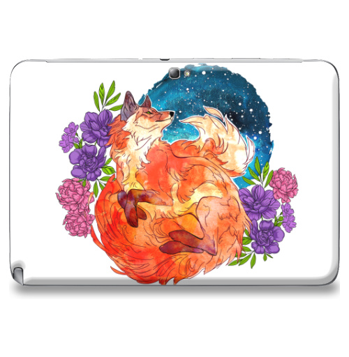 Наклейка на Планшет Samsung Galaxy Note 10.1 (N8000) Мечтательный лис,  купить в Москве – интернет-магазин Allskins, лиса, космос, цветы, огонь, мечта