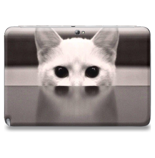 Наклейка на Планшет Samsung Galaxy Note 10.1 (N8000) Сквозь...,  купить в Москве – интернет-магазин Allskins, черно-белый, киса, кошка, глаз, фотография